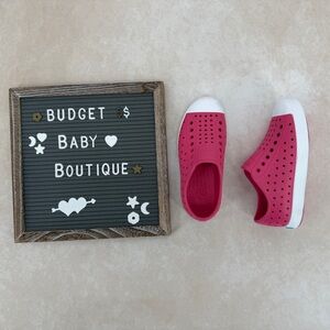 Native Kids Pink and White Slip-On Sneakers
